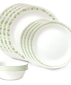 Corelle Vitrelle Spring Blossom Green 12-piece Dinnerware Set, Service for 4