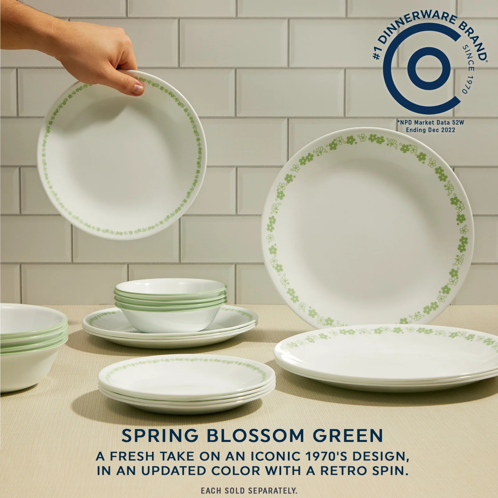 Corelle Vitrelle Spring Blossom Green 10-ounce Bowl - Image 2
