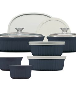 Corelle Vitrelle French Colors 12-piece Oval Bakeware Set, Navy