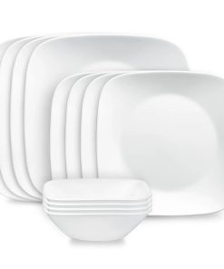 Corelle Vitrelle Square Corelle Pure White 12-piece Dinnerware Set, Service for 4