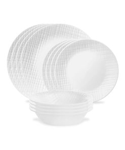 Corelle Vitrelle Linen Weave 12-piece Dinnerware Set, Service for4