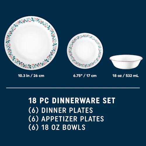 Corelle Vitrelle Winter Berries 18-pc Dinnerware Set, Service for 6 - Image 2