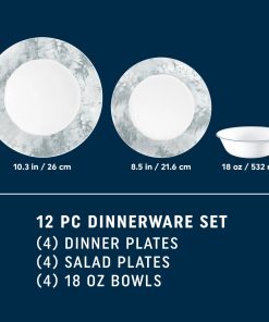 Alternative view of Corelle Vitrelle Salt Wash 12-piece Dinnerware Set, Service for 4