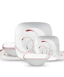 Corelle Vitrelle Square Splendor 12-piece Dinnerware Set with Appetizer Plates, Service for 4