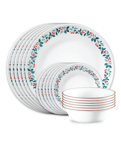 Corelle Vitrelle Winter Berries 18-pc Dinnerware Set, Service for 6