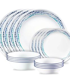Corelle Vitrelle Ocean Blues 16-piece Mugless Dinnerware Set, Service of 4