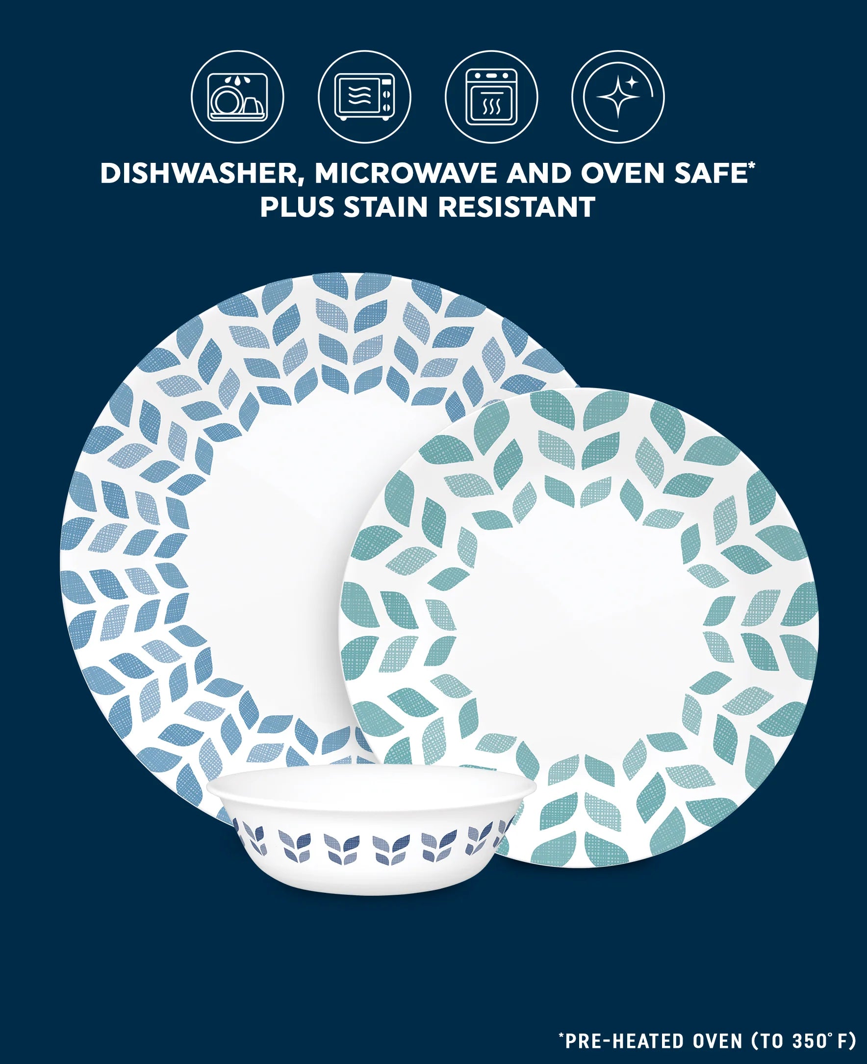 Corelle Vitrelle Global Collection Northern Pines 12-piece Dinnerware Set, Service for 4 - Image 3