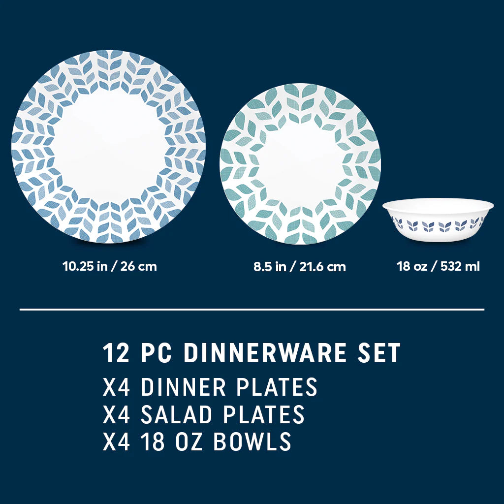 Corelle Vitrelle Global Collection Northern Pines 12-piece Dinnerware Set, Service for 4 - Image 2
