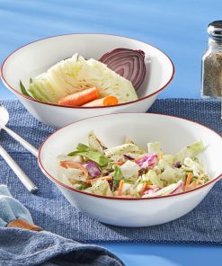 Alternative view of Corelle Vitrelle Radiant Red Banded 1-quart Serving Bowls, 2-pack